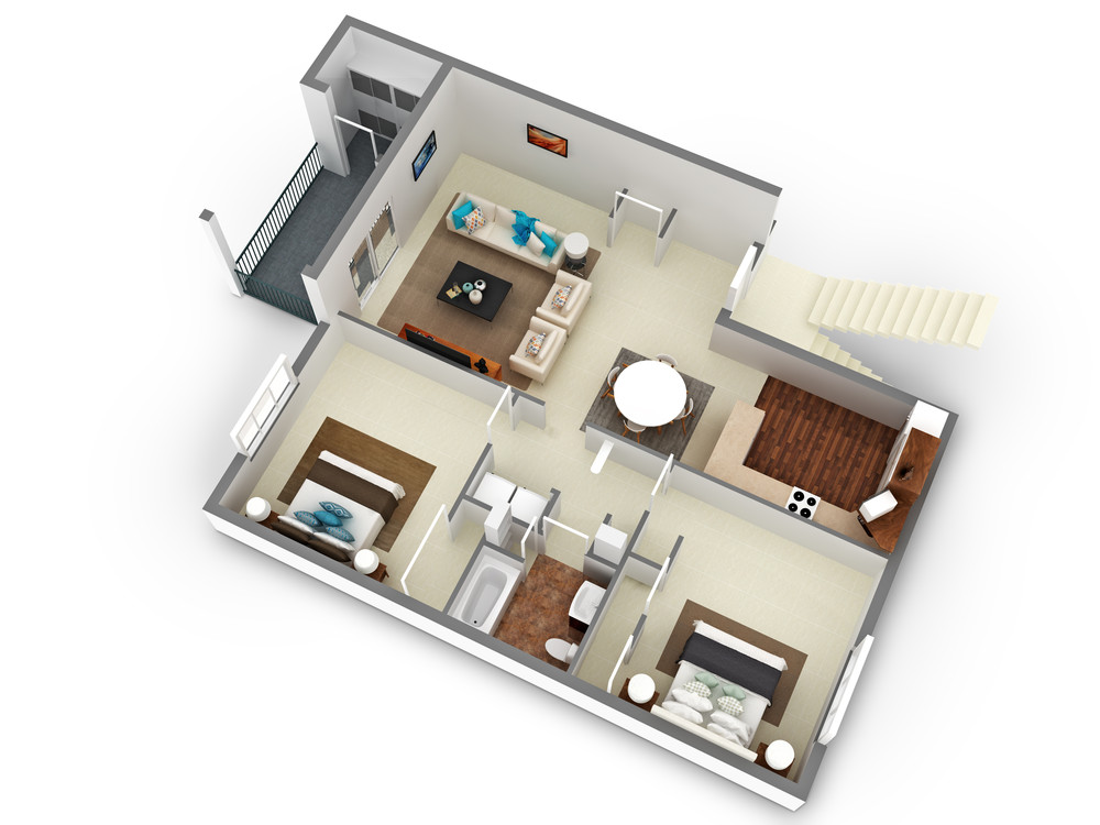 Two Bedroom One Bathroom Floor Plan